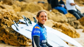 BELLS BEACH, VICTORIA, AUSTRALIA - APRIL 9: Nadia Erostarbe of the Basque Country prior to surfing in Heat 7 of Round Two at the Rip Curl Pro Bells Beach on April 9, 2026 at Bells Beach, Victoria, Australia. (Photo by Cait Miers/World Surf League)