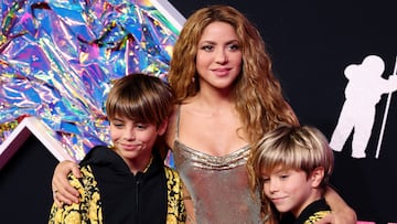 Shakira and her sons Sasha and Milan Pique attend the 2023 MTV Video Music Awards at the Prudential Center in Newark, New Jersey, U.S., September 12, 2023. REUTERS/Andrew Kelly