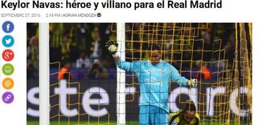 La prensa de Costa Rica critica el error de Keylor Navas
