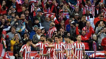 Los jugadores del Atl&eacute;tico celebran un gol en el Wanda Metropolitano.