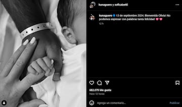 Kun Agüero y Sofia Calzetti, padres de su primera hija en común.