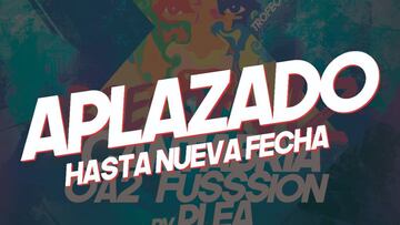 Cartel de la OA2 FuSSSion que se celebra en Cantabria con las letras de aplazado por Coronavirus.