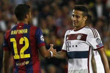 Thiago y Rafinha los hijos de Mazinho se enfrentaron en 2015 en un partido de semifinales de la Champions League, Rafinha defendía la camiseta del Barcelona y Thiago la del Bayern de Múnich. Los hemanos tomaron caminos distintos y cada uno juega en una selección diferente, Thiago eligió defender a la selección española y Rafinha a la brasileña.