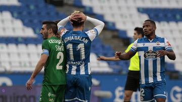 Borja Galán y Beauvue en la derrota ante el Compostela (0-2).
