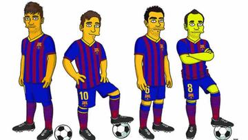 Neymar, Messi, Xavi e Iniesta se unen a la familia Simpson