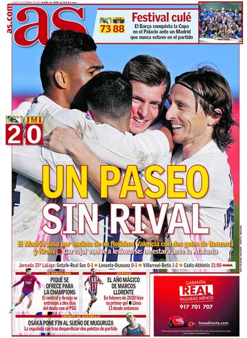 "Un paseo sin rival"... las portadas deportivas de hoy