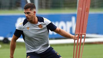 André Silva, en un entrenamiento con la Real.