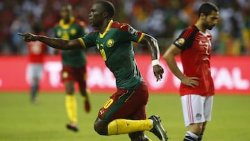 Football Soccer - African Cup of Nations - Final - Egypt v Cameroon - Stade d'Angondjé - Libreville, Gabon - 5/2/17 Cameroon's Vincent Aboubakar celebrates scoring their second goal Reuters / Mike Hutchings Livepic