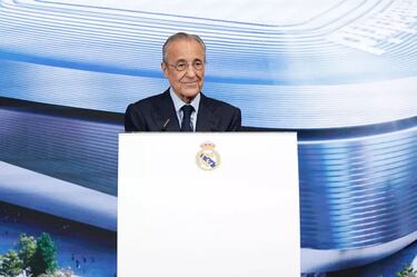 Florentino Pérez durante la presentación. 