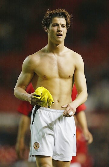 Ronaldo tras un partido en su primer año como jugador del Manchester United.