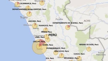 Mapa de casos por coronavirus por departamento en Perú: hoy, 6 de junio