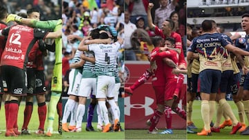 Los 4 semifinalistas del Clausura 2018: Santos, Tijuana, Toluca y Am&eacute;rica.