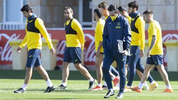 Unai Emery en el entrenamiento del Villarreal.