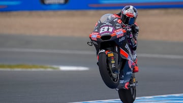 El piloto australiano de Moto2 Senna Agius (Liqui Moly Dynavolt Intact GP), durante el primer día de entrenamientos del Gran Premio de España de Motociclismo.