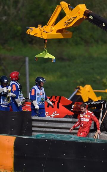 Sebastian Vettel tras su accidente. 