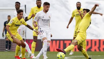 Pino, Valverder, Capoue y Gerard Moreno, con Vinicius y Albiol en el fondo.