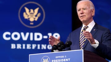 FILE PHOTO: U.S. President-elect Joe Biden delivers remarks on the U.S. response to the coronavirus disease (COVID-19) outbreak, at his transition headquarters in Wilmington, Delaware, U.S., December 29, 2020. REUTERS/Jonathan Ernst/File Photo