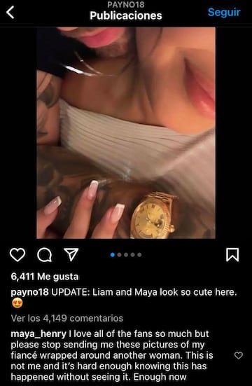 La prometida de Liam Payne, Maya Henry, habla sobre foto del cantante con otra mujer