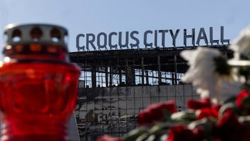 FILE PHOTO: A view shows the burnt-out Crocus City Hall following a deadly attack on the concert venue in the Moscow Region, Russia, March 27, 2024. REUTERS/Maxim Shemetov/File Photo