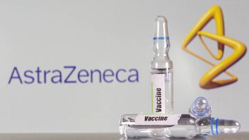 FILE PHOTO: A test tube labeled with the vaccine is seen in front of AstraZeneca logo in this illustration taken, September 9, 2020. REUTERS/Dado Ruvic/File Photo