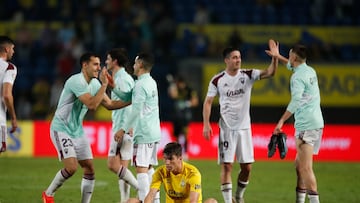El Albacete celebra el triunfo en casa de la UD Las Palmas.