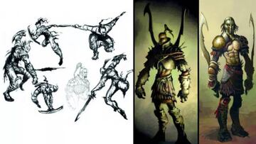 Bocetos iniciales de Kratos.