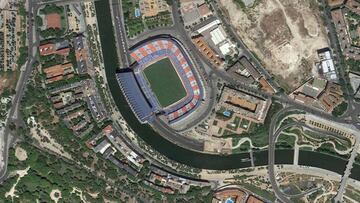 Vista aérea del Vicente Calderón.