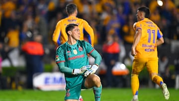during the final first leg match between Tigres UANL and Toluca, as part of the Liga BBVA MX, Torneo Apertura 2025 at Universitario Stadium, on December 11, 2025 in Monterrey, Nuevo Leon, Mexico.