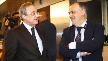 Florentino Pérez y Javier Tebas, en una imagen de archivo.