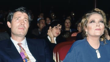 View of married couple Spanish actor Ramiro Oliveros and Argentinian-born Spanish singer Concha Marquez Piquer as they sit, side-by-side, at an unspecified event, Madrid, Spain, 1999. (Photo by Gianni Ferrari/Cover/Getty Images)