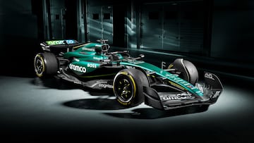 A handout picture released on February 12, 2024 by Aston Martin shows the team's Aston Martin AMR24 Formula One racing car for the 2024 season. (Photo by ASTON MARTIN / AFP) / RESTRICTED TO EDITORIAL USE - MANDATORY CREDIT "AFP PHOTO / ASTON MARTIN" - NO MARKETING NO ADVERTISING CAMPAIGNS - DISTRIBUTED AS A SERVICE TO CLIENTS