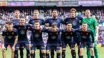 La formación inicial del Celta posa antes de jugar contra el Valladolid en el estadio José Zorrilla.