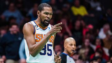 Kevin Durant returned to acton after missing almost two months, and made his debut for the Suns in Phoenix’s 105-91 win over the Charlotte Hornets.