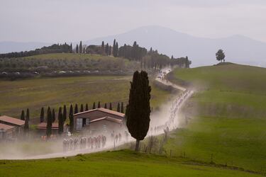 El pelotón durante la carrera.