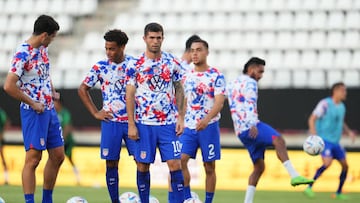 Christian Pulisic of The United States warms up prior to kick off of the International Friendly match against Saudi Arabia