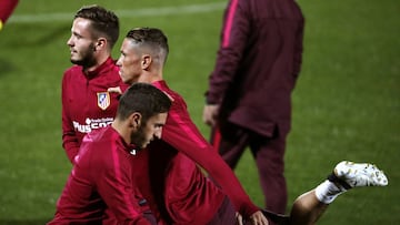 Saúl, Torres y Koke, durante un entrenamiento.