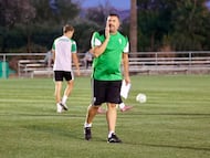 Tristán, en un entrenamiento del Córdoba cadete B