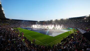 Jun 1, 2024; Pachuca, Hidalgo, Mexico; General view during the pregame ceremony before the match between CF Pachuca and the Columbus Crew in the 2024 CONCACAF Champions Cup Championship at Estadio Hidalgo. Mandatory Credit: Kirby Lee-USA TODAY Sports