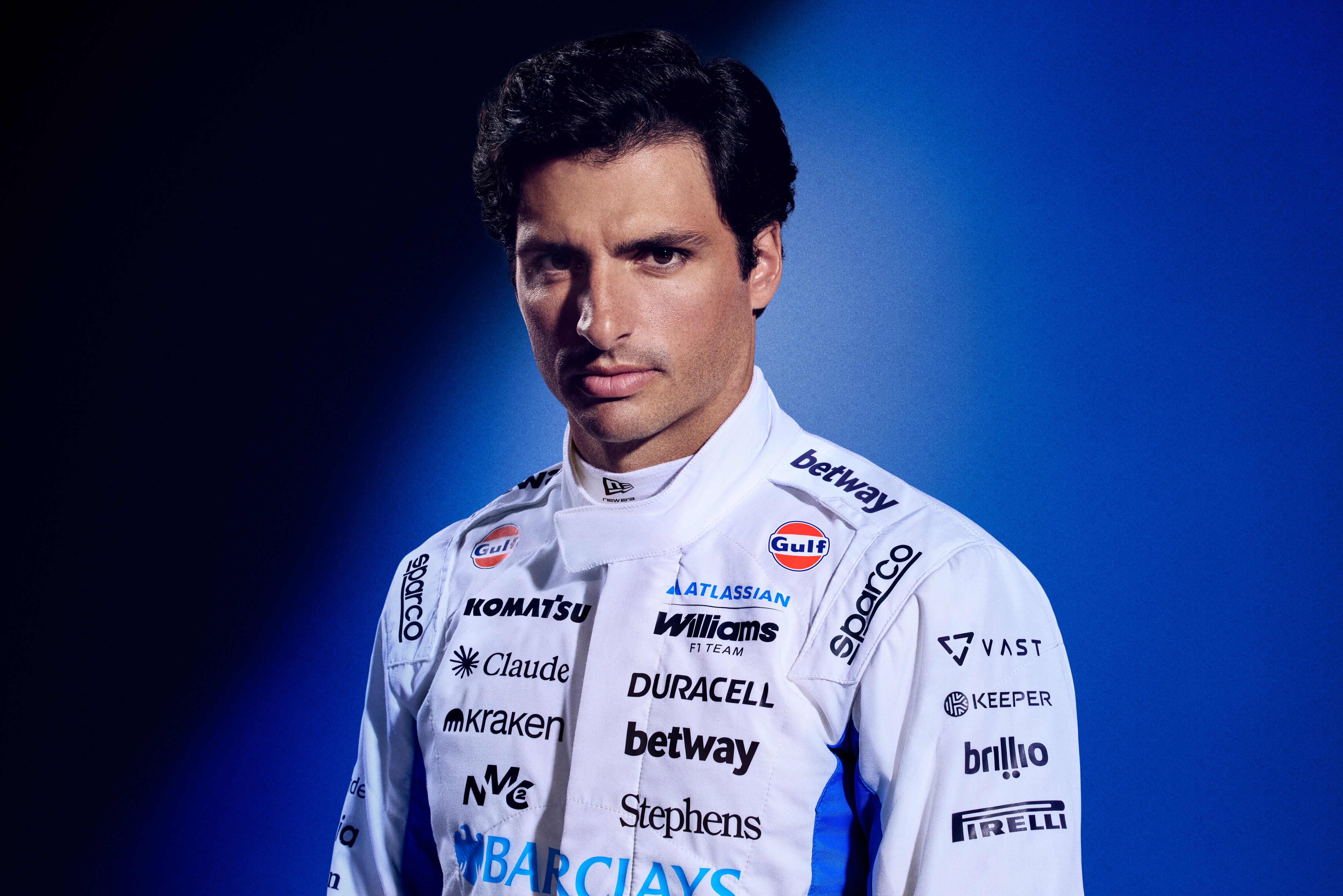 WANTAGE, ENGLAND - FEBRUARY 03: Carlos Sainz of Spain and Williams poses for a photo during the Atlassian Williams F1 Team Launch on February 03, 2026 in Wantage, England.  (Photo by Atlassian Williams F1 Team)
