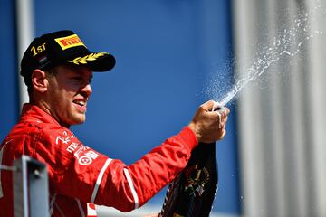 Vettel celebrando la victoria en Hungaroring. 