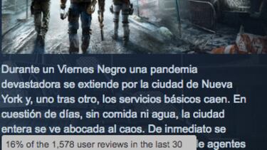Los comentarios negativos de The Division en Steam se disparan