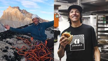 Juan Se&ntilde;oret tras escalar una monta&ntilde;a y Tof Henry comi&eacute;ndose una hamburguesa. 