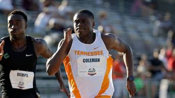 Christian Coleman hace 9.93 en su serie de los 100 metros. 