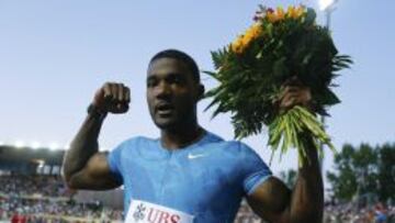 Justin Gatlin tras su victoria en la &uacute;ltima Diamond League, disputada en Lausana. 