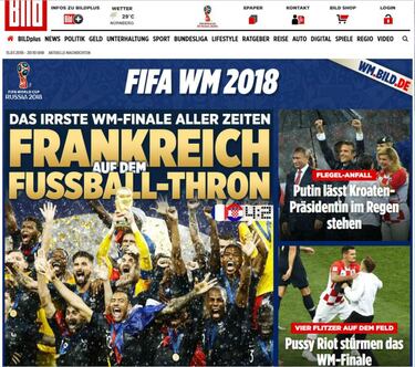 Los alemanes destacaron el resultado, así como la presencia de Vladimir Putin y la invasión a la cancha.