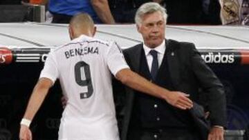 Benzema junto a Ancelotti.