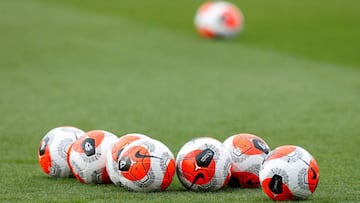 FILE PHOTO: Soccer Football - Premier League - Southampton v Aston Villa - St Mary's Stadium, Southampton, Britain - February 22, 2020 General view of match balls on the pitch before the match Action Images via Reuters/Matthew Childs EDITORIAL USE