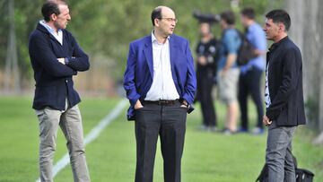 Castro y Javi Guerrero en el entrenamiento del Sevilla.