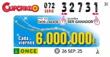 Cuponazo de la ONCE: comprobar los resultados del sorteo hoy, viernes 26 de septiembre