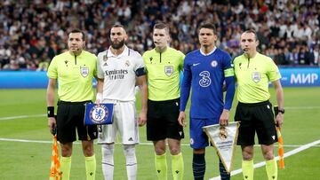 12/04/23 PARTIDO IDA CUARTOS DE FINAL CHAMPIONS LEAGUE 
REAL MADRID - CHELSEA 
FORMACION CAPITANES FRANCOIS LETEXIER ARBITRO 